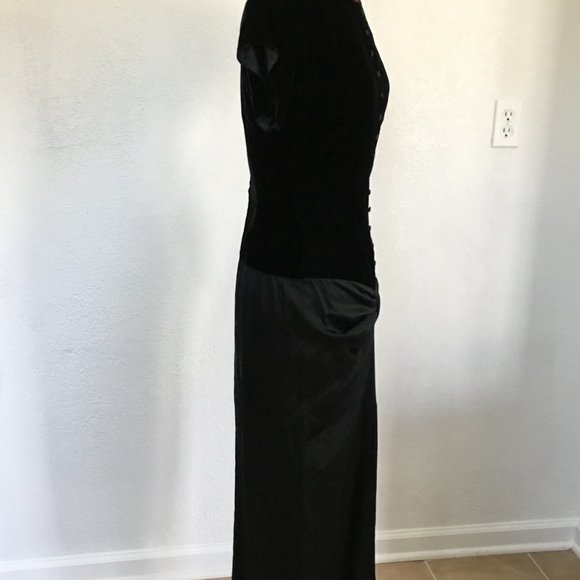 VHTF RARE Vintage BASILE Couture 30s Style Ruched Velvet Evening Gown - Picture 3 of 6